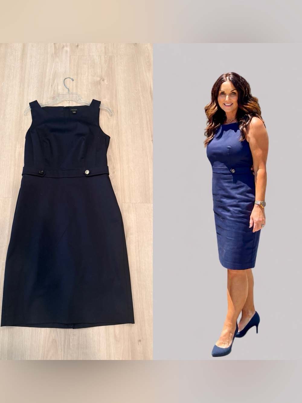 Ann Taylor Navy Crewneck Sheath Dress